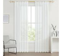 AMZYU Cortinas de Gasa 235 x 190 cm Suaves Al Tacto Cortina Corta para Ventana Modernas Decorativas para Ventana Habitación, Blanco