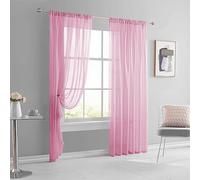 AMZYU Cortinas Translucidas 100 x 255 cm Suaves Al Tacto Cortinas Dormitorio Visillos Modernas Decorativas para Ventana Habitación, Rosa