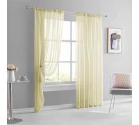 AMZYU Cortinas Translucidas 100 x 255 cm Suaves Al Tacto Cortinas Visillos Cortas Separador de Ambientes para Ventana Habitación, Beige