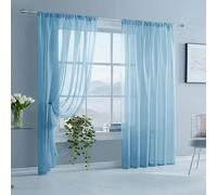 AMZYU Cortinas Translucidas Salón 100 x 255 cm Suaves Ligeras Cortina Corta para Ventana Separador de Ambientes para Sala Cuarto, Azul Cielo