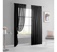 AMZYU Cortinas Transparente Salon 100 x 255 cm Color Sólido Elegantes Cortinas para Ventana Dormitorio Modernas Decorativas para Sala Cuarto, Negro