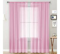 AMZYU Cortinas Visillos Dormitorio 100 x 255 cm Suaves Ligeras Cortinas Dormitorio Cortas Separador de Ambientes para Sala Cuarto, Rosa