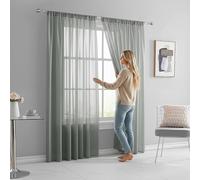 AMZYU Visillos Dormitorio 2 Piezas 100 x 255 cm Suaves Ligeras Cortinas Dormitorio Cortas Modernas Decorativas para Sala Cuarto Comedor, Gris