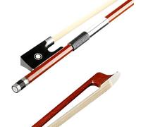 AMZZ Arco profesional para violín 1/2 - Madera de Brasil, rana de ébano, crin de caballo blanco, hecho a mano y equilibrado para estudiantes y jugadores avanzados