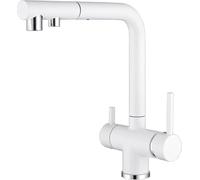 DJHFHCS Grifo de Cocina de 3 vías con Manguera rociadora extraíble, Grifo de Fregadero de Agua filtrada de ósmosis inversa, Doble manija, Blanco Enterprise