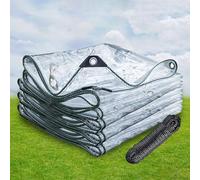 AMZZHAO Lona Impermeable Transparente Exterior,Toldo Transparente con Ojales,para Exteriores,Jardín,Cenadores,Aislamiento de Plantas,Impermeable,Resistente al Polvo