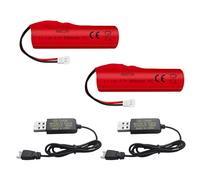AMZZN 2 baterías de Iones de Litio de 3.7V 3000mAh con Enchufe Molex y Cable de Carga USB para vehículos de ingeniería RC,Camiones,Coches de Carreras Cuesta Arriba de Alta Velocidad, Barcos con