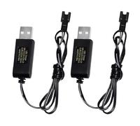 AMZZN 2 cables de carga USB de 6.0 V con conector de enchufe SM-2P adecuado para excavadoras RC, camiones, tanques, vehículos de ingeniería, TB141 TB142 DE37 coches de control remoto, baterías NiCd o