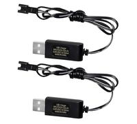 AMZZN 2 Cables de Carga USB de 7,2V con Conector SM-2P para excavadoras RC Camiones Tanques vehículos de ingeniería de Coches RC 7,2V NiCd o NiMH o Lipo Cargador USB