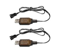 AMZZN 2 Cables de Carga USB de 7,4V 800mA con Conector SM-3P para excavadoras RC, Camiones, Tanques, Huina 1575 RC vehículos de ingeniería, DE43 DE60 RC vehículos, 7,4V batería Cargador USB