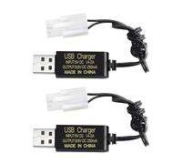 AMZZN 2 Cables de Carga USB de 9,6V con Conector KET-2P Tamiya Apto para excavadoras RC, Camiones, Tanques, vehículos de ingeniería, Coches RC, vehículos Stunt, 9,6V NiCd o NiMH o baterías de Litio