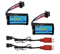 AMZZN 2PCS 7.4V 2S 1000mAh Lipo batería SM-4P Enchufe con Cargador USB es Adecuado para M416 Pistola de Juguete eléctrica Gel, DE85 EC16 RC Juguete Coche, batería de Reserva del vehículo Todoterreno