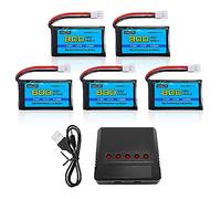 AMZZN 5 Unidades 3,7V 800mAh 30C Molex Plug Lipo batería con Cargador 5 en 1 para dron teledirigido SYMA X5C X5SW H5C V931 U45W SS40, Compatible con la mayoría de los quadcopters