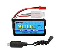 AMZZN 7,4V 3000mAh 15C 2S JST-2P Enchufe de batería de Iones de Litio con Cable de Carga USB, Adecuado para UDIRC UD1601 UD1602 SG1603 RC vehículo, relación 1/10, 1/12, 1/16 RC vehículo, camión RC