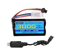 AMZZN 7.4V 3000mAh 15C 2S SM-2P Enchufe de Li Ion batería con Cable de Carga USB para H105 H103 H101 RC Barco, MN D99 D99s D90 D91 RC Coche, camión Mando a Distancia Barco batería de Respaldo
