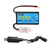 AMZZN Batería de Litio enchufable ph2.0 de 7.4v 500mah 30c, con USB, para vehículos ax24 scx24 RC,Compatible con la mayoría de Camiones de Control Remoto proporcionales 1/10,1/16,1/18,1/24,Drones RC