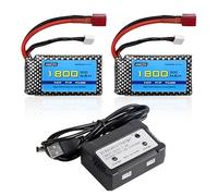 AMZZN - Batería LiPo T 7,4V 2S 1800mAh 30C con cargador 2 en 1 para WLTYOS K929-B A959-B 12401 9200 9200E 300E YC200 HM123 1/10, 1/12 1/16 Coche RC y láser. Coche
