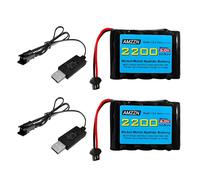 AMZZN La batería Nimh del Enchufe 2PCS 6.0V 2200mAh AA SM-2P está Equipada con USB para TB141 TB142 DE37 RC Coches de Juguete, excavadoras RC, Coches, Camiones, baterías de vehículos de Ingeniería