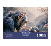 An Adult Chimpanzee and Baby 1000 Pcs Stabiler Karton Puzzle Monkey Lebendige Bilder Kreatives Spiel Puzzles Als Geburtstagsgeschenke 52x38cm/1000pcs