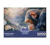 An Adult Chimpanzee and Baby 1000 Stück Premium-Karton Puzzle Monkey Stressabbau Kreatives Spiel Puzzles Für Erwachsene Und Kinder 38x26cm/1000pcs