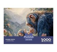 An Adult Chimpanzee and Baby 1000 Stück Stabiler Karton Puzzle Monkey Lebendige Bilder Kreatives Spiel Puzzles Als Wohnaccessoires 52x38cm/1000pcs