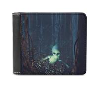 an Alien in Mystic Forest - Cartera plegable para hombre, delgada, tarjetero, monedero de cuero