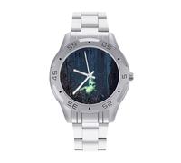 An Alien in Mystic Forest - Reloj analógico de cuarzo para hombre, correa de acero inoxidable, reloj de pulsera de negocios