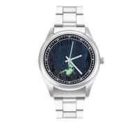 An Alien in Mystic Forest - Reloj casual para hombre con correa de acero inoxidable, aleación de cuarzo, reloj de pulsera