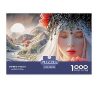 An Elegant and Modern Woman 1000 Pcs Ökopapier Puzzle Girl with Ornate Jewelry Stressabbau Kreatives Spiel Puzzles Als Wohnaccessoires 52x38cm/1000pcs