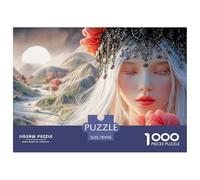 An Elegant and Modern Woman 1000 Stück Premium-Karton Puzzle Girl with Ornate Jewelry Lebendige Bilder Familienspiel Puzzles Für Erwachsene Und Kinder 70x50cm/1000pcs