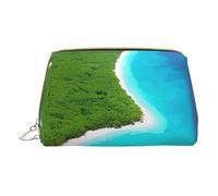 an Island in The Ocean - Bolsa de cosméticos portátil, bolsa de cosméticos de viaje, unisex, cierre de cremallera, adecuada para uso diario, White, Talla única