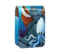 An Octopus Near the Wrecked Ship - Estuche portátil para lápiz labial, mini caja de almacenamiento de lápiz labial con espejo para mujer, Varios colores, 9.5x2x7 cm/3.7x0.8x2.7 in