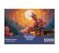 An Old House in The Moonlight 1000 Pcs Cartón Fuerte Rompecabezas Bright Flower Village Liberador De Estrés Juego Creativo Puzzle para Adultos Y Niños 38x26cm/1000pcs