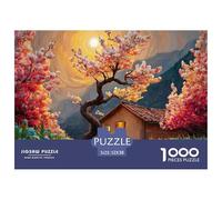 An Old House in The Moonlight 1000 Pcs Cartón Fuerte Rompecabezas Fantasy Village Imposible, Difícil Juego Familiar Puzzle para Niños Pequeños 52x38cm/1000pcs