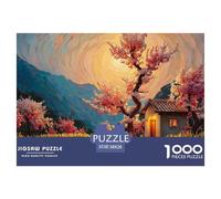 An Old House in The Moonlight 1000 Pcs Cartón Rompecabezas Fantasy Village Liberador De Estrés Juego Familiar Puzzle Juego De Desafío Difícil 38x26cm/1000pcs