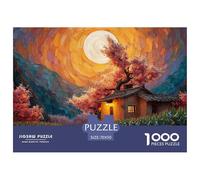 An Old House in The Moonlight 1000 Piezas Cartón Rompecabezas Bright Flower Village Imágenes Vibrantes Juego Familiar Puzzle Juego De Desafío Difícil 70x50cm/1000pcs