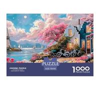 An Old House with Flowears 1000 Stück Ökopapier Puzzle House with Cherry Blossoms Lebendige Bilder Familienspiel Puzzles Für Erwachsene Und Kinder 70x50cm/1000pcs