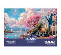 An Old House with Flowears 1000 Stück Premium-Karton Puzzle House with Cherry Blossoms Lebendige Bilder Familienspiel Puzzles Als Wohnaccessoires 52x38cm/1000pcs