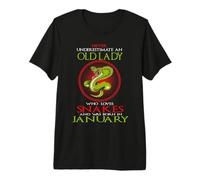 An Old Lady Who Loves Snakes Was Born In January Birthday Camiseta Premium