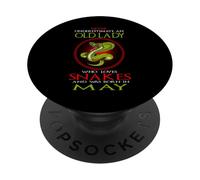 An Old Lady Who Loves Snakes Was Born In May Birthday PopSockets PopGrip Adhesivo