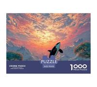 An Orc Breaching out of The Water 1000 Pcs Ökopapier Puzzle Whale Under Sunset Lebendige Bilder Familienspiel Puzzles Für Erwachsene Und Kinder 70x50cm/1000pcs