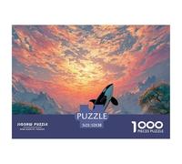An Orc Breaching out of The Water 1000 Stück Premium-Karton Puzzle Whale Under Sunset Stressabbau Familienspiel Puzzles Als Wohnaccessoires 52x38cm/1000pcs