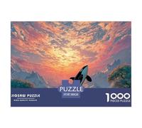 An Orc Breaching out of The Water 1000 Stück Stabiler Karton Puzzle Whale Under Sunset Lebendige Bilder Kreatives Spiel Puzzles Als Geburtstagsgeschenke 38x26cm/1000pcs