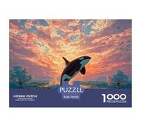 An Orc Whale Jumping out of The Water 1000 Pcs Stabiler Karton Puzzle Whale Under Sunset Stressabbau Kreatives Spiel Puzzles Als Geburtstagsgeschenke 70x50cm/1000pcs