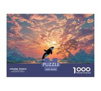 An Orc Whale Jumping out of The Water 1000 Stück Stabiler Karton Puzzle Jumping Whale Lebendige Bilder Kreatives Spiel Puzzles Als Wohnaccessoires 70x50cm/1000pcs