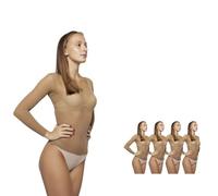 Ana Carolina Pack 4 Camiseta Segunda Piel Mujer - Talla Única (XS-XL) - Poliamida Ultraligera y Transpirable - Prenda Interior Ajustada como Primera Capa - Fabricado en Portugal (Beige)