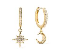 Ana Luisa Pendientes de aro Huggie - Pendientes con colgante solitario - Delicados aretes de aro chapados en oro de 14 quilates y chapado en plata rodiada - Regalos del día de San Valentín para ella,