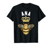 Ana Name Shirts & Gifts - Camiseta Personalizada Ana - Reina Corona Abeja - Unisex - Black - Small - Manga Corta - Invierno
