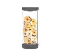ana wiz Tarro de almacenamiento de vidrio apilable, con ventilación hermética y base de silicona, cuatro tamaños y dos opciones de color, organización perfecta de la cocina (carbón, 1500 ml)