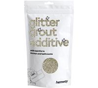 Añadido de purpurina Hemway para lechada; paquete de 100 g, que añade brillo a azulejos de baño o cocina; fácil de utilizar, añádelo o mézclalo con lechadas con base de resina epoxi o cemento, resistente a altas temperaturas, no pierde color ni se oxida, plateado